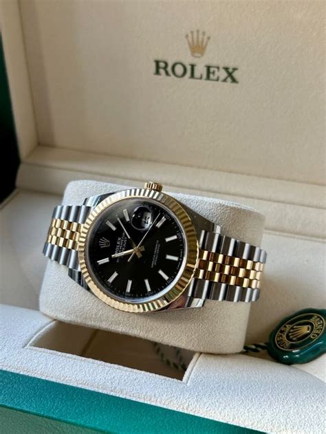 rolex datejust bicolor schwarzes zifferblatt|Rolex Datejust 41 wert.